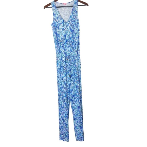 LILLY PULITZER Paulina Jumpsuit Multi Bennet Blue Lets Mango in Size XXS - Picture 2 of 7